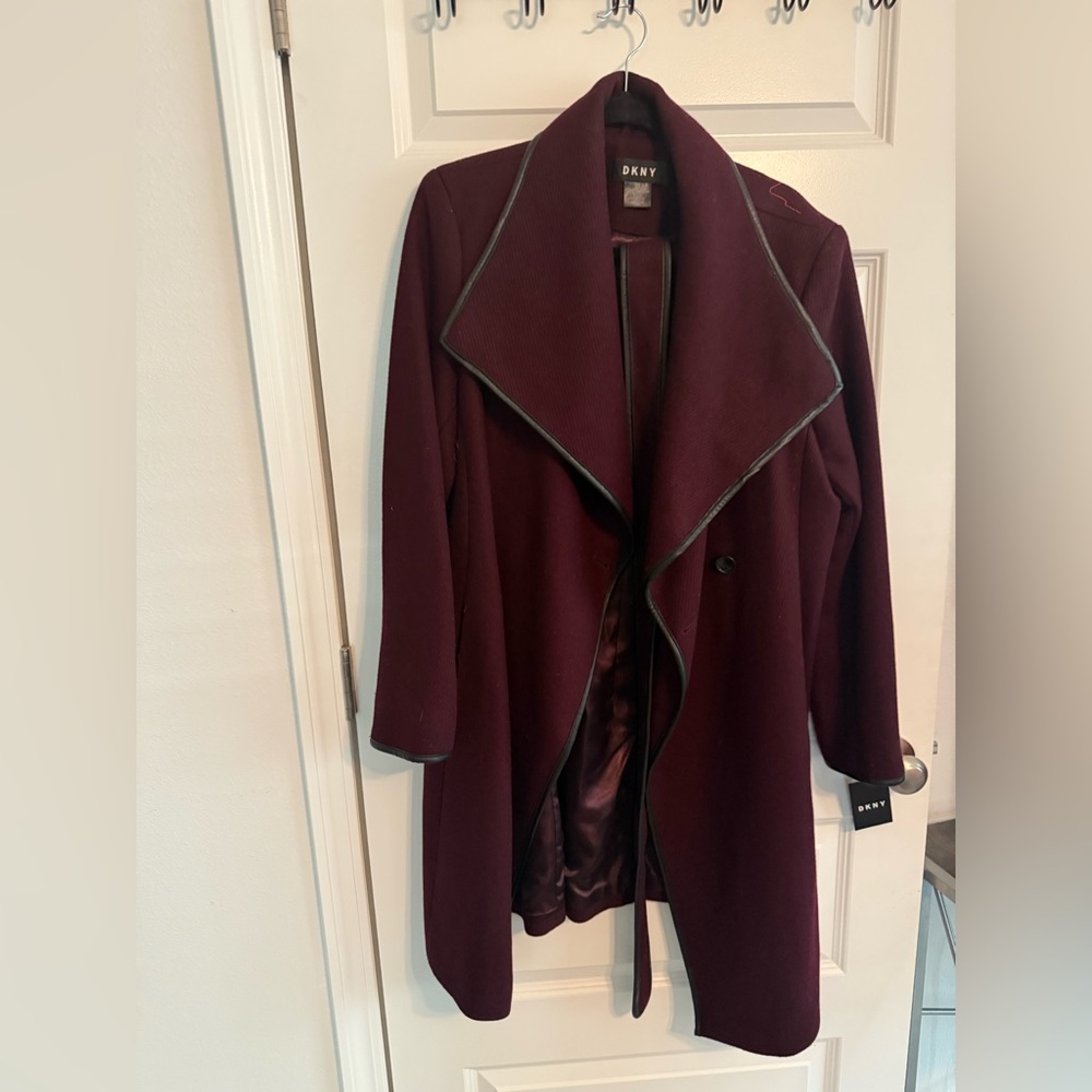 DKNY Wine Coat with Dark Accents